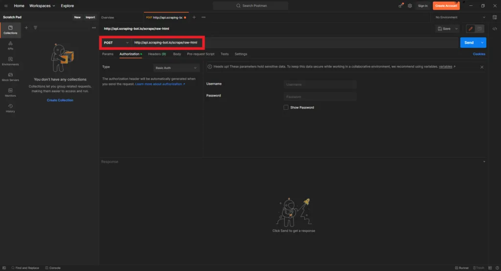 postman post with url