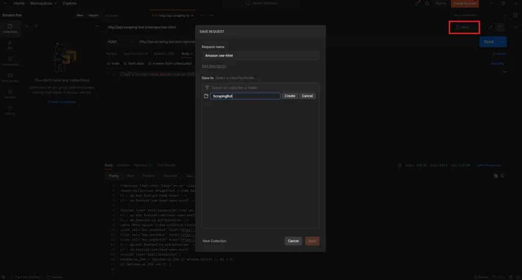 postman save request